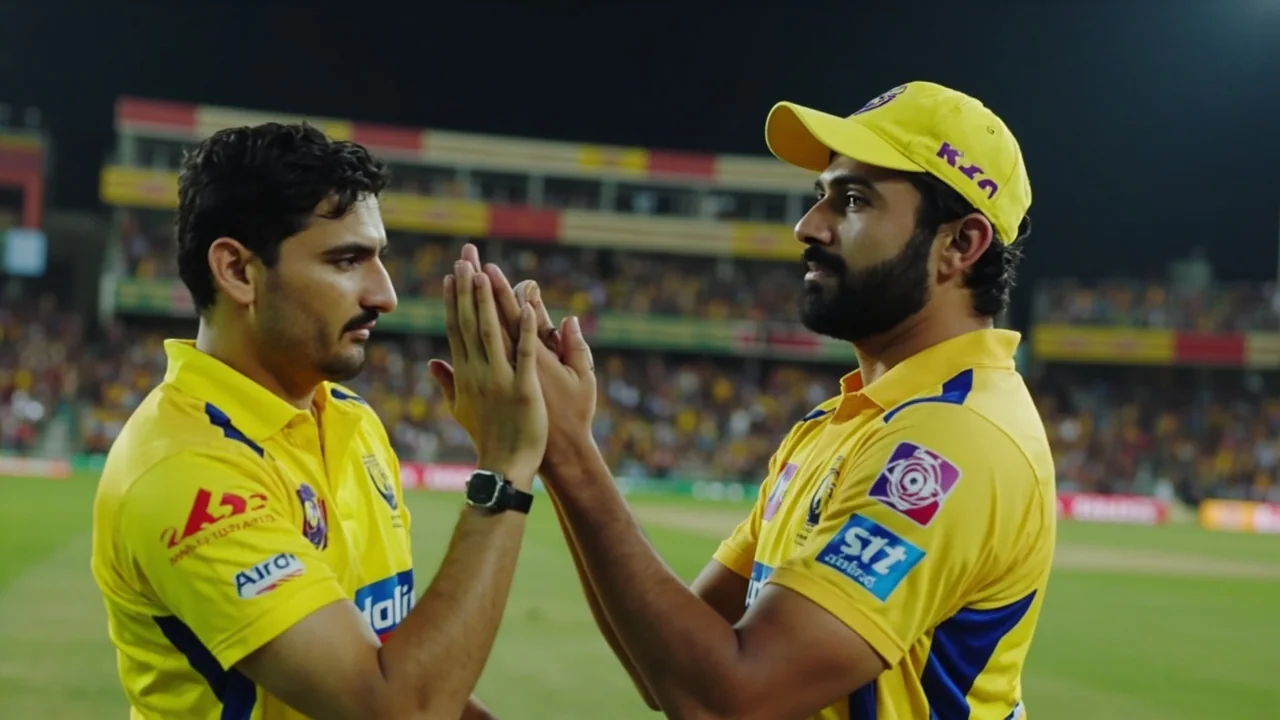 Stadium overview under floodlights as Chennai Super Kings beat Kolkata Knight Riders at MA Chidambaram