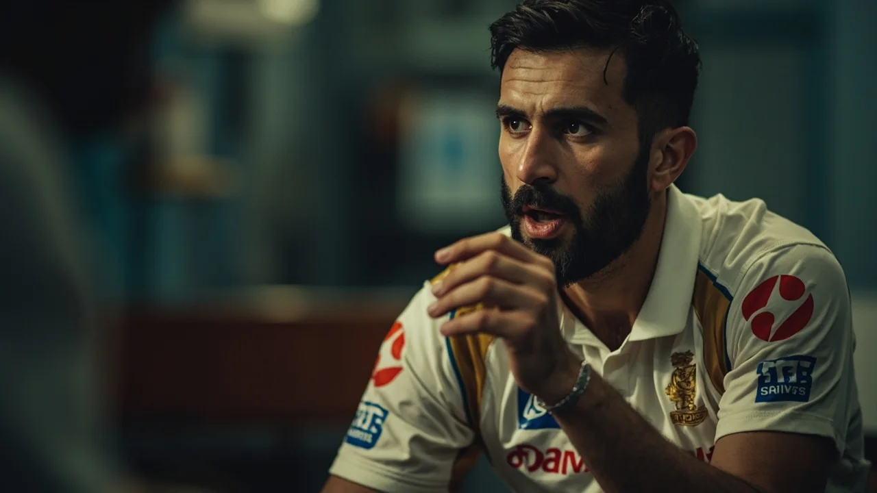 Editorial photograph of an IPL player working through a fitness and rehab session on the practice ground