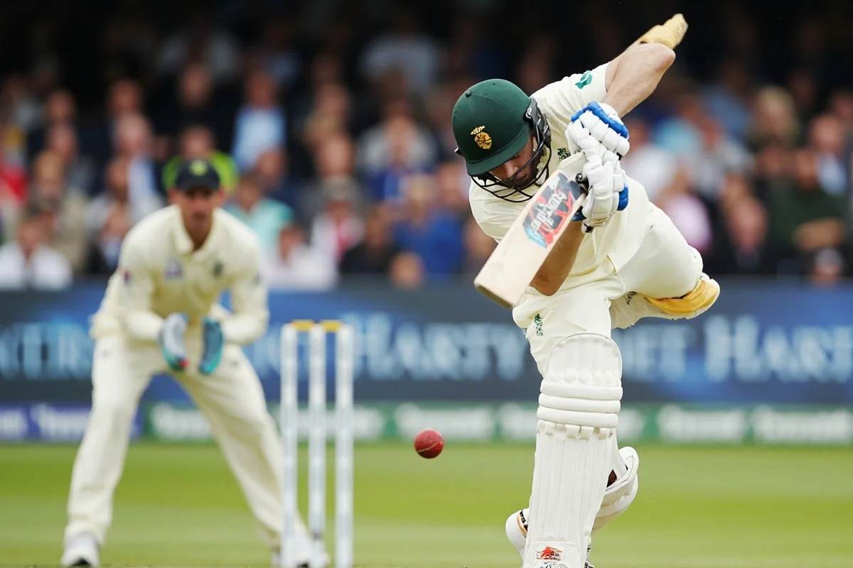 Cricket batsman playing a cover drive