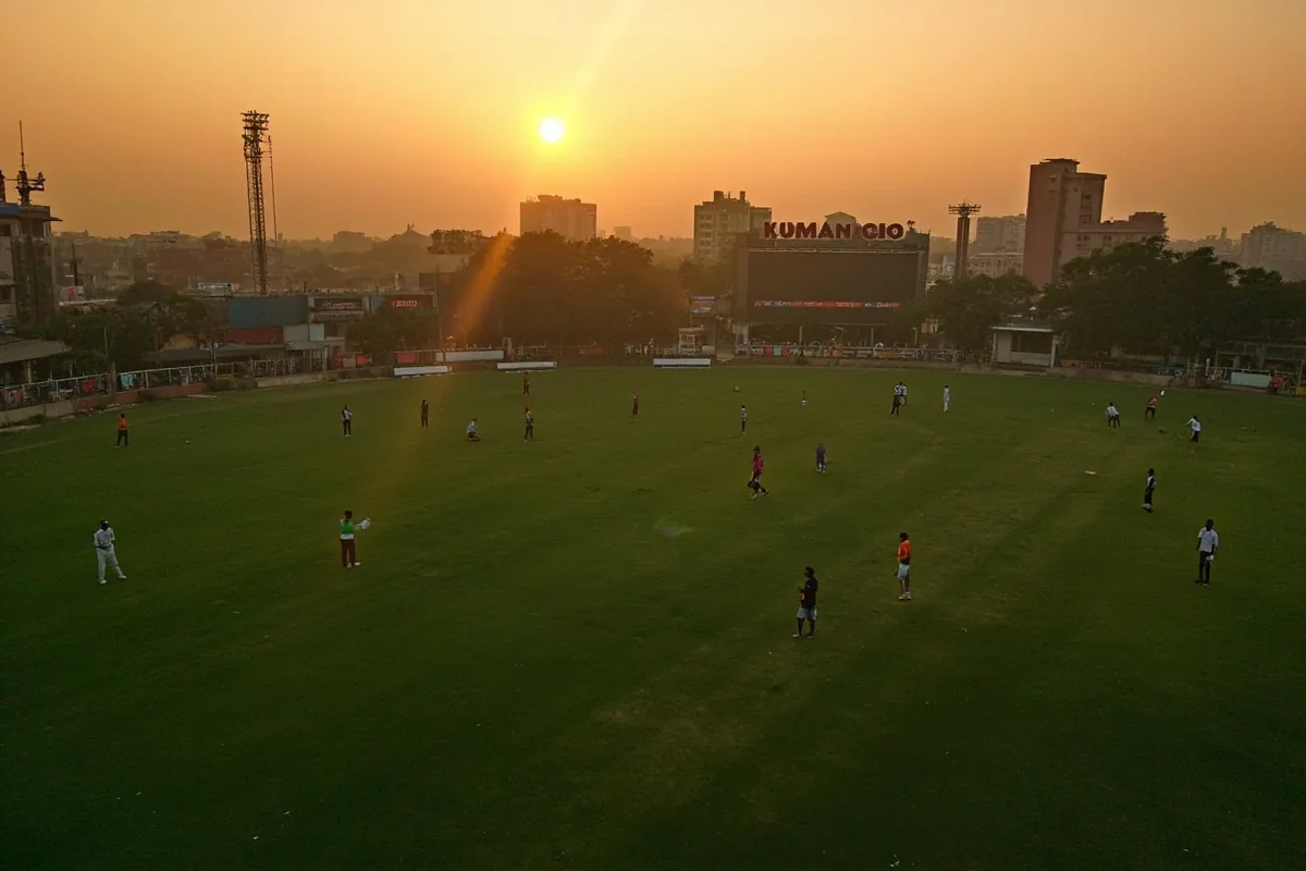 Aerial photograph of an IPL franchise team training